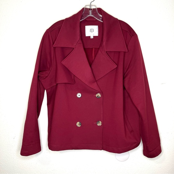 Betabrand Jackets & Blazers - Betabrand cropped Peacoat blazer Women's Burgundy Double-Breasted Jacket XL